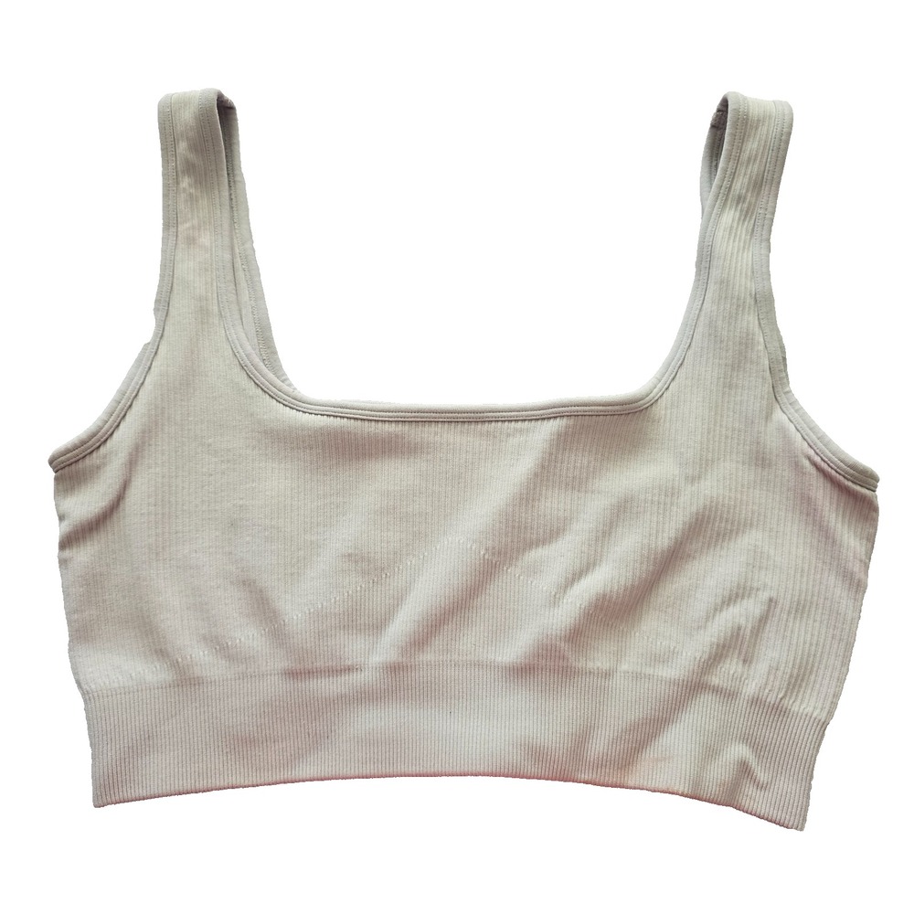 Ribbed Comfort‎ Y2K Bra Top Wireless Pullover Stretch Sleep Active Gray Large